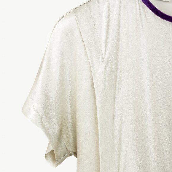 Dries Van Noten Champagne Silk Gathered-Hem Blouse - Picture 4 of 9